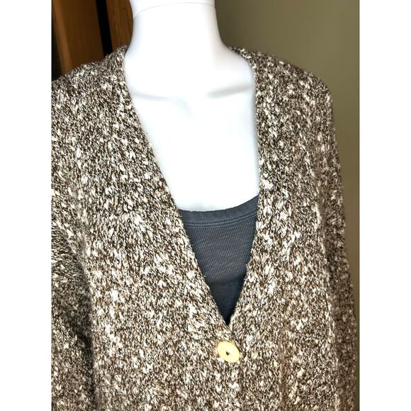 J. Jill Pure Jill Marled Cotton Blend Wherever Cardigan Brown Cream  XL - Picture 3 of 12